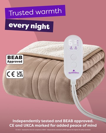 Slumberdown Cosy & Snug Sherpa Fleece Heated Throw