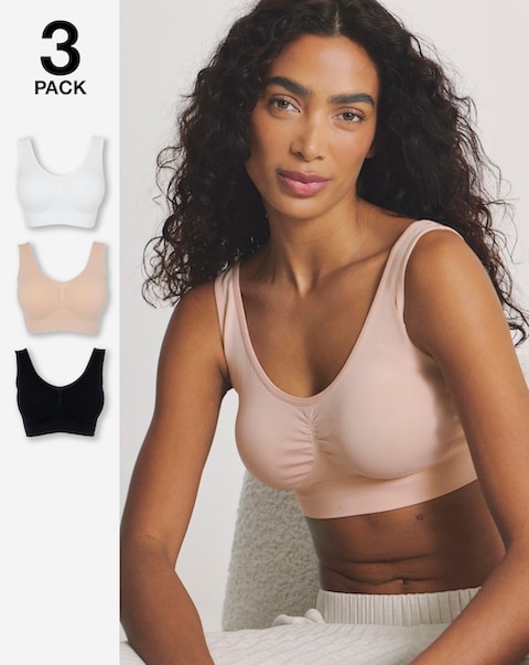 Pretty Secrets (3 Pack) Comfort Tops Black/White/Blush
