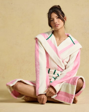 Joules Luna Pink Stripe Dressing Gown