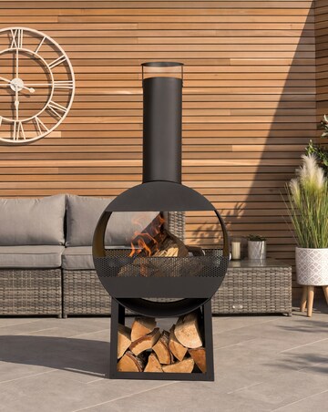 Charles Bentley Black Steel Chimenea