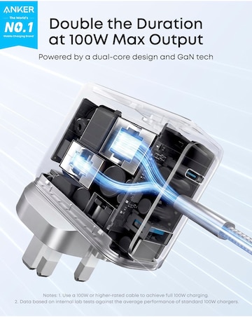 Anker Prime 100W GaN 3-Port Wall Charger - Silver