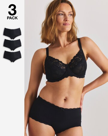 Pretty Secrets (3 Pack) Rib Micro Lace Trim Shorts