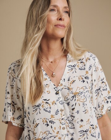 Julipa Printed Button Down Peplum Blouse