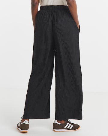 Black Textured Jersey Wide Leg Trouser
