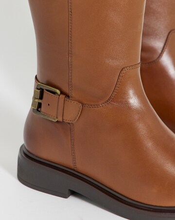 Britt Leather Flat Knee High Boots - Wide Fit (E) & Curvy Calf