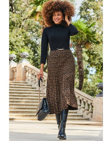 Sosandar Animal Print 2 Part Knitted Dress