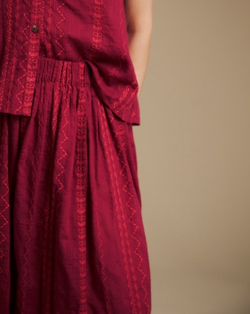 Julipa Embroidered Cotton Midi Skirt