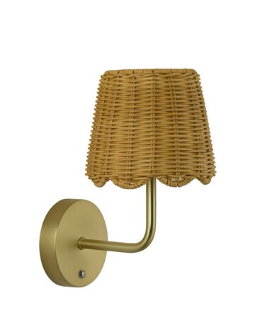 Calvera Scalloped Rattan Rechargeable Wall Light