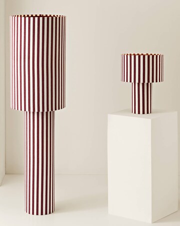 ValueLights Florence Burgundy Pinstripe Linen Midi Floor Lamp