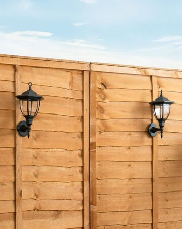 ValueLights Pack of 2 Black Lantern Solar Wall Lights