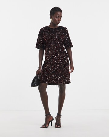 Twisted Wunder Velvet Sequin T-Shirt Mini Dress