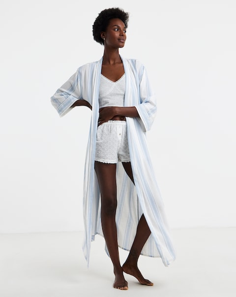 Stripe Linen Midi Dressing Gown