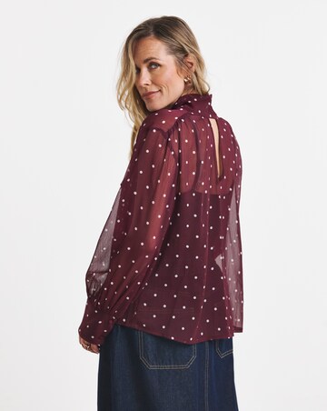 Chocolate Spot Neck Tie Georgette Blouse