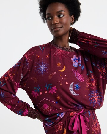 Figleaves Celestial Floral Contrast Leopard Lounge Set