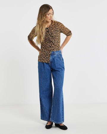 Simply Be Leopard Print Mesh Jersey Cardigan