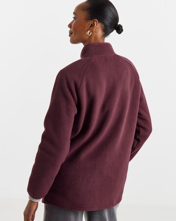 Burgundy Fleece Longline Zip Through Jacket