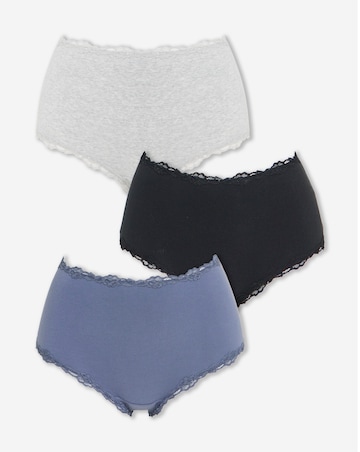 Pretty Secrets 3 Pack Cotton Lace Trim Briefs