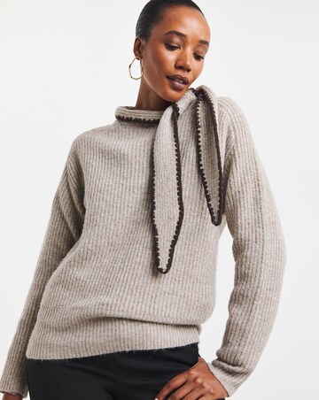 Tie Neck Whipstitch Jumper