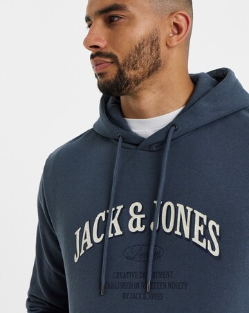 Jack & Jones Denver Logo Hoodie - Grey Blue