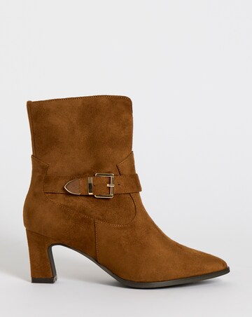 Heather Buckle Detail Heeled Ankle Boots - Extra Wide Fit (EEE)