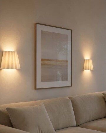 Viretta Pair of Pleated Rattan Rechargeable Wall Lights