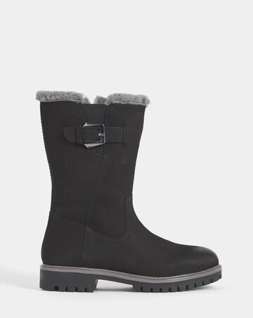 Maryse Faux Fur Trim Flat Calf Boots - Wide Fit (E)