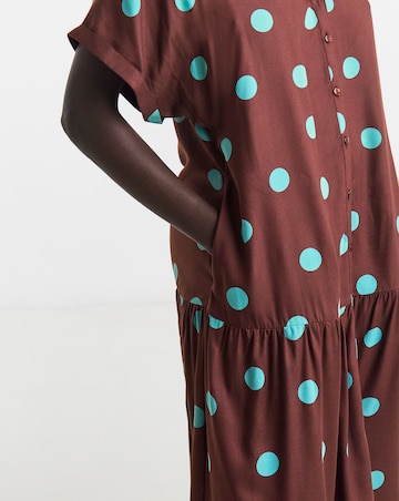 Spot Print Button Through Dress