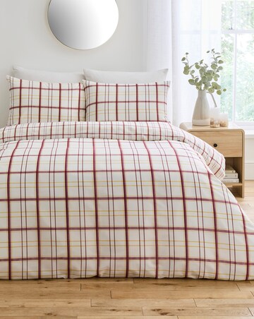 Painted Check Cotton Blend Reversible Duvet Cover Set