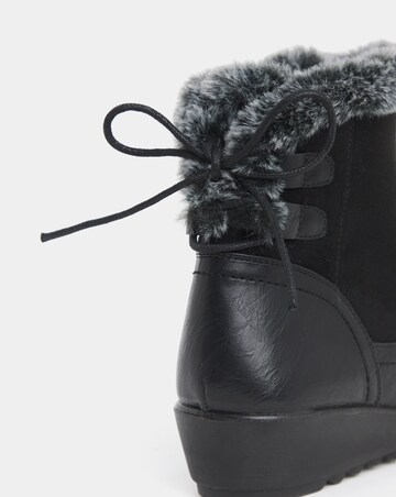 Cushion Walk Faux Fur Cuff Laced Back Boots - Wide Fit (E)