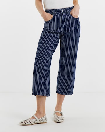 Indigo Stripe Straight Crop Jeans