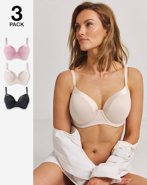 Pretty Secrets (3 Pack) Tuxedo Trim T-Shirt Bras
