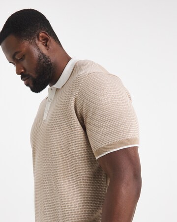 Geo Patterned Short Sleeve Knitted Polo
