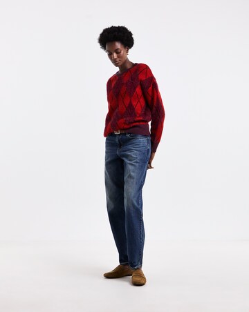 Brushed Argyle V-Neck Jumper