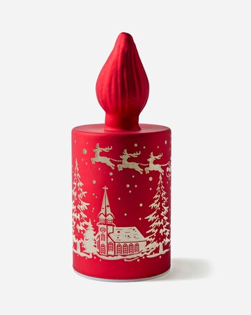 Regal Tidings Glass LED Light Up Candle - Santa Scene