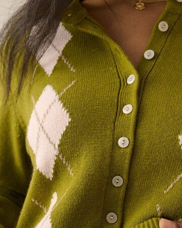 Nobody's Child Fine Gauge Argyle Knitted Cardi