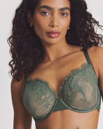 Pretty Secrets Lace Full Cup Non Padded Wired Bra Green