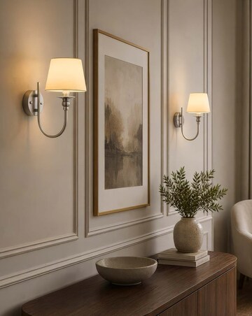 Averon Pair of Satin Silver Rechargeable Wall Lights