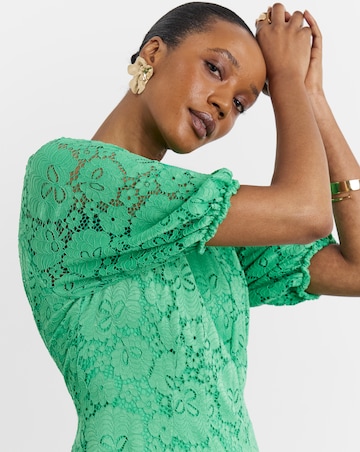 Joanna Hope Green Lace Skater Dress