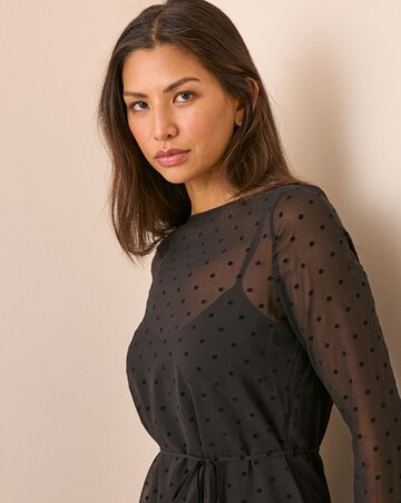 NOBODY'S CHILD PRIYA VELVET LACE TRIM MINI DRESS