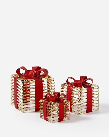Shimmer Twist Lit Indoor Outdoor Presents Set of 3