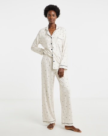 Pretty Secrets Star Print Soft Knit Button Through Pyjama Set