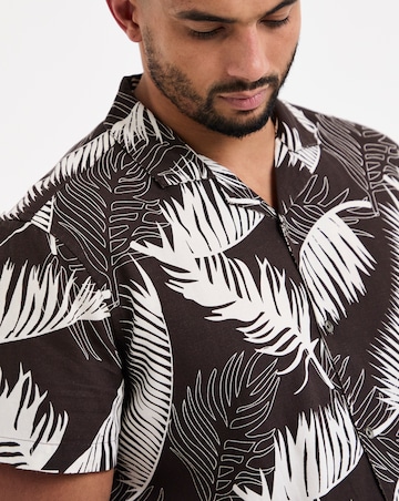 Leaf Print Revere Collar Shirt