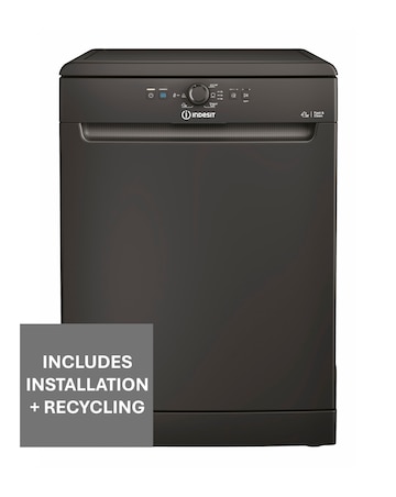 Indesit D2F HK26 B UK Full Size Dishwasher 14 Place Settings Black + Install