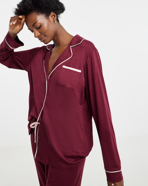 Pretty Secrets Soft Revere Pyjama Set Burgundy