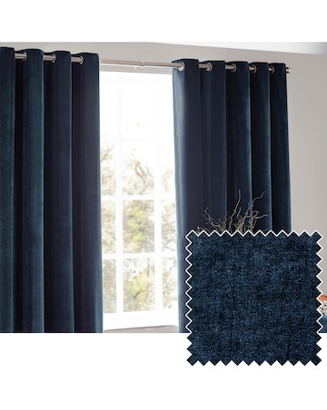 Yard Heavy Chenille Lined Eyelet Curtains