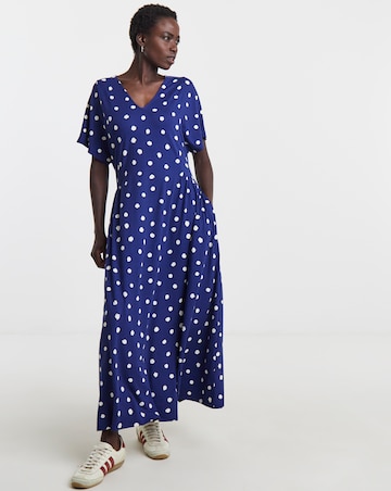 Spot Print Jersey Neckl Maxi Dress