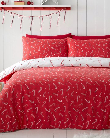 Catherine Lansfield Christmas Candy Cane Duvet Cover Set