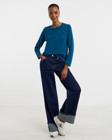 Blue Crew Neck Long Sleeve T-Shirt