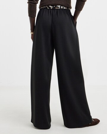 Black Scarf Detail Wide Leg Trouser