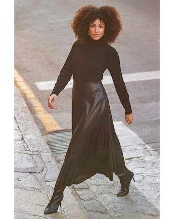 Sosandar Faux Leather Full Midaxi Skirt